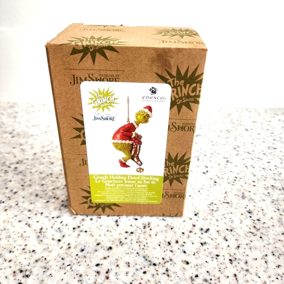 Jim Shore Grinch Ornament with 2021 Red Stocking - Picture 1 of 5
